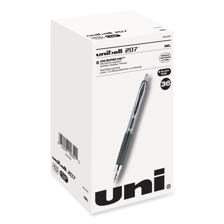 UNI-BALL Signo 207 Retract Gel Pen Value Pack, 0.7mm, Black Ink/Barrel, PK36 1921063